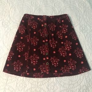 NWT Maroon Printed Button Up Skirt